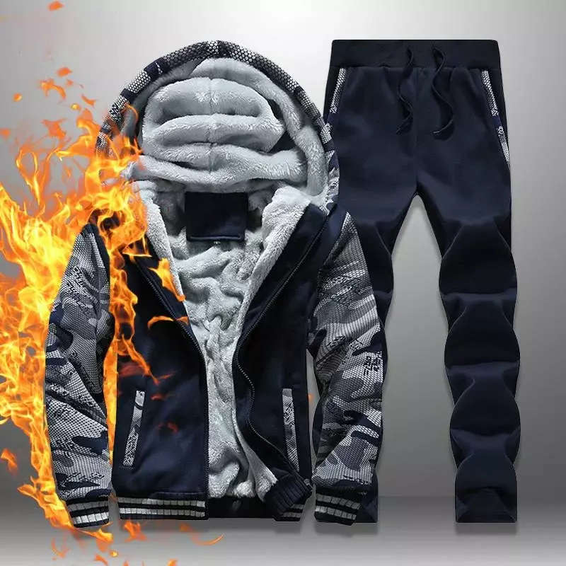 2022 velo inverno conjunto de agasalho dos homens streetwear hoodie define camuflagem grossa com capuz jaqueta masculina retalhos moleton masculino