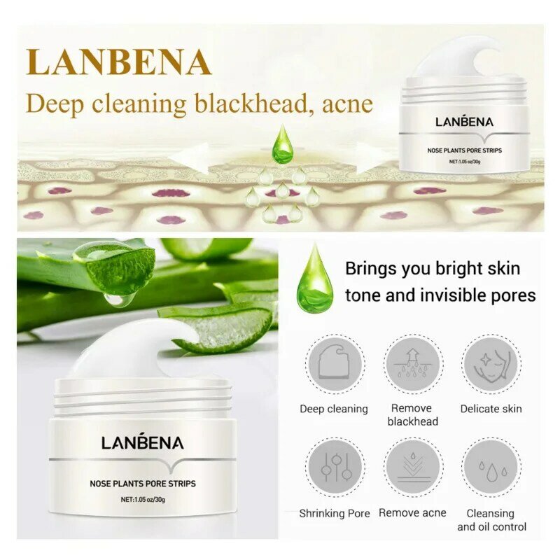 LANBENA Blackhead Remover Deep Cleansing Facial Mask Blackhead Remover Peeling Acne Treatment Nose Face Mask Skin Care