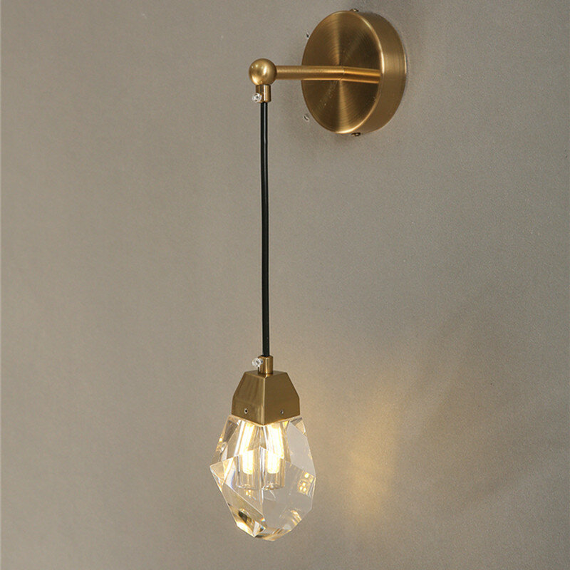 Kryształowa lampa ścienna LED Nowoczesne luksusowe oprawy Kinkiet ścienny Salon Wystrój domu Światła Przejście Wewnętrzne oświetlenie nocne
