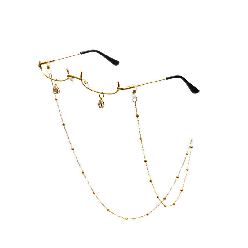 Retro Half Frame Glasses Fashion Water Drop Chain Pendant Decoration Eyeglasses Frame No Lens Men Women Eyeglasses Face Decor