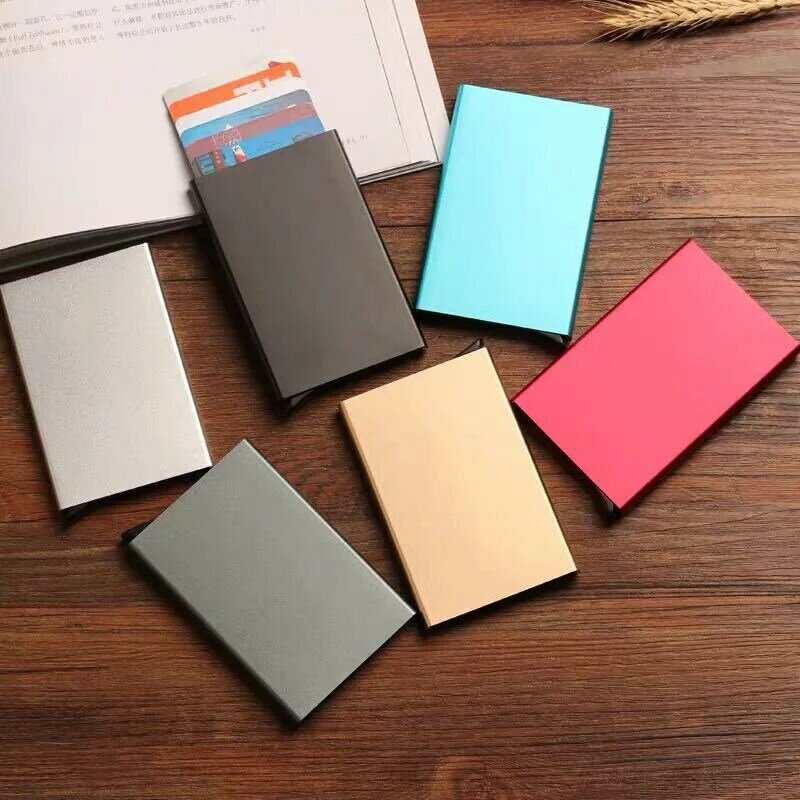Aluminum Alloy Slim Card Holder Square Automatic Pop Up Business Card Case Multi-card Layered RFID Credit Card Cover for Man