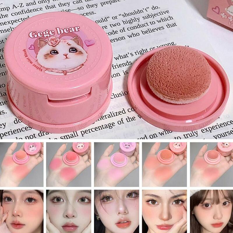 Strawberry Pink Face Blusher Matte Natural Cheek Tint Beauty Sponge Hachimi Mud Makeup Brightening Cosmetics Cat Blush Girl Z4E5