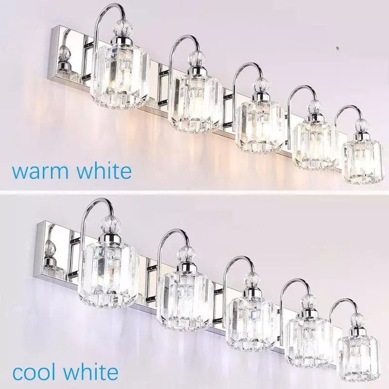 Ralbay-tocador de baño de cristal LED moderno, 5 luces, de acero inoxidable, sobre espejo