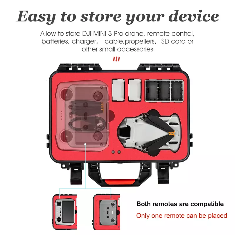 휴대용 가방 하드 쉘 보관 케이스, 방수 방폭 운반 상자, RC 컨트롤러, DJI 미니 3 프로용 액세서리
