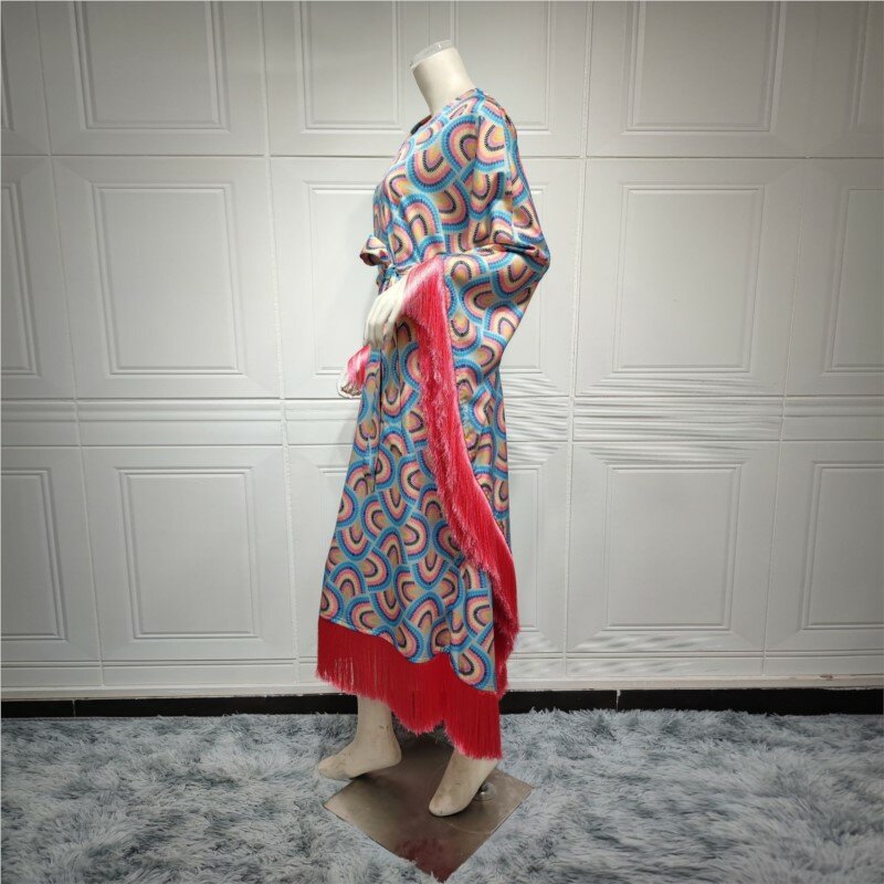 태슬 스티칭 큰 소매 원피스, 유럽 및 미국 무슬림 여성복, 패션 신상