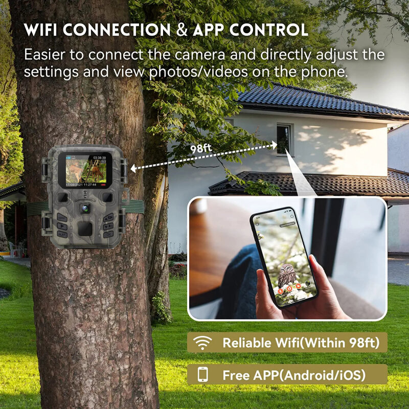 Ourdoor Trail Camera Wifi App Controle 1296P 24MP Game Cam Nachtzicht Motion Activated Waterdichte Jacht Camera 0.2S trigge