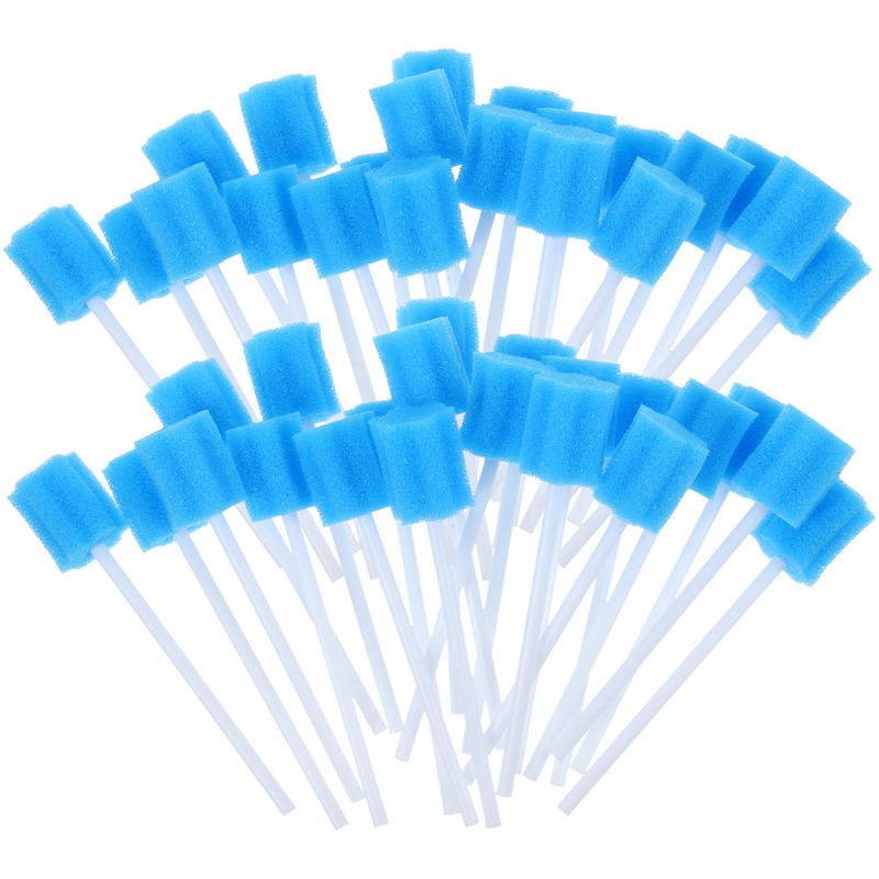 100PCS Care Swabs Mouth Cleaning Mouth Cleaner Sponge Supplies for Adults Kids Senior Blue