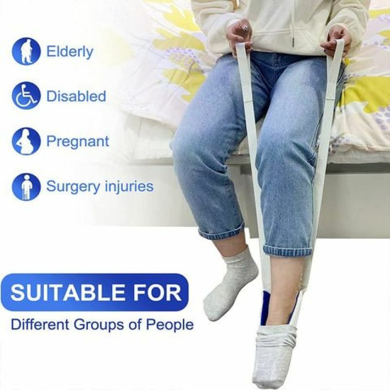 Kit bantuan kaus kaki fleksibel, alat bantu kaus kaki Slider untuk menempatkan kaus kaki Pria Wanita orang tua, alat bantu kaus kaki penarik kaus kaki