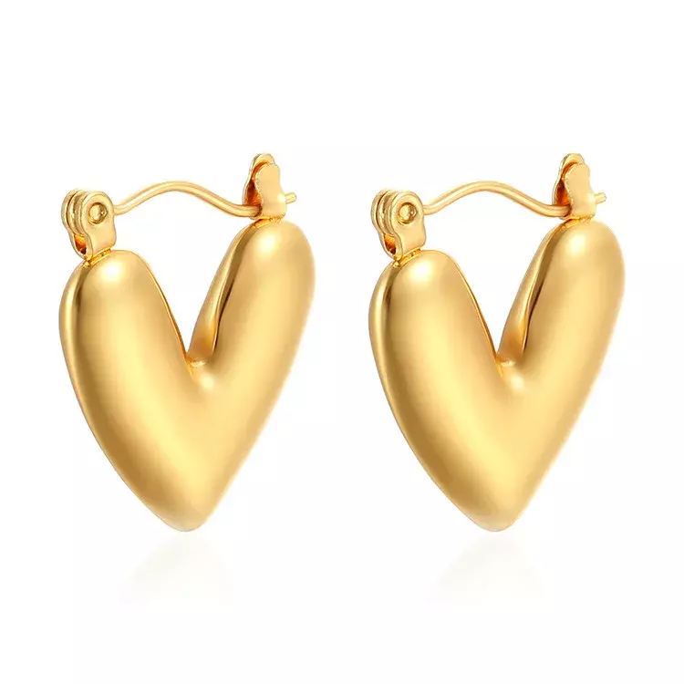 Brincos de argola de aço inoxidável para mulheres, alta qualidade, cor dourada, meninas jóias de orelha, festa de casamento, 316L