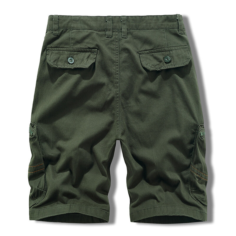 Pantalones cortos Cargo multibolsillos con bolsillo con cremallera para hombre, pantalones cortos informales de Color sólido para exteriores para verano