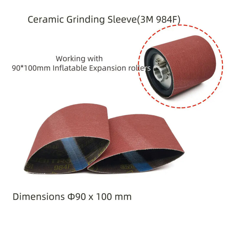 4PCS 984F Ceramic Abrasive Belts  Grinding Sleeves Sanding Bands 90x100MM