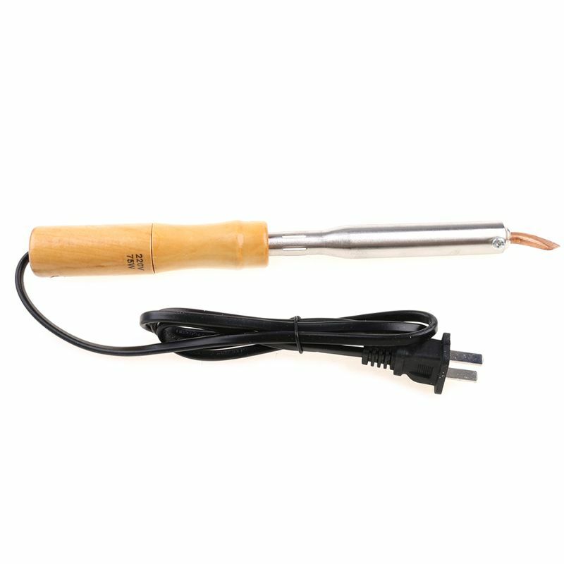 220V Heavy Duty Electric Soldering Iron 75W 100W 150W 200W High Power Soldering Iron Chisel Tip Wood Handle