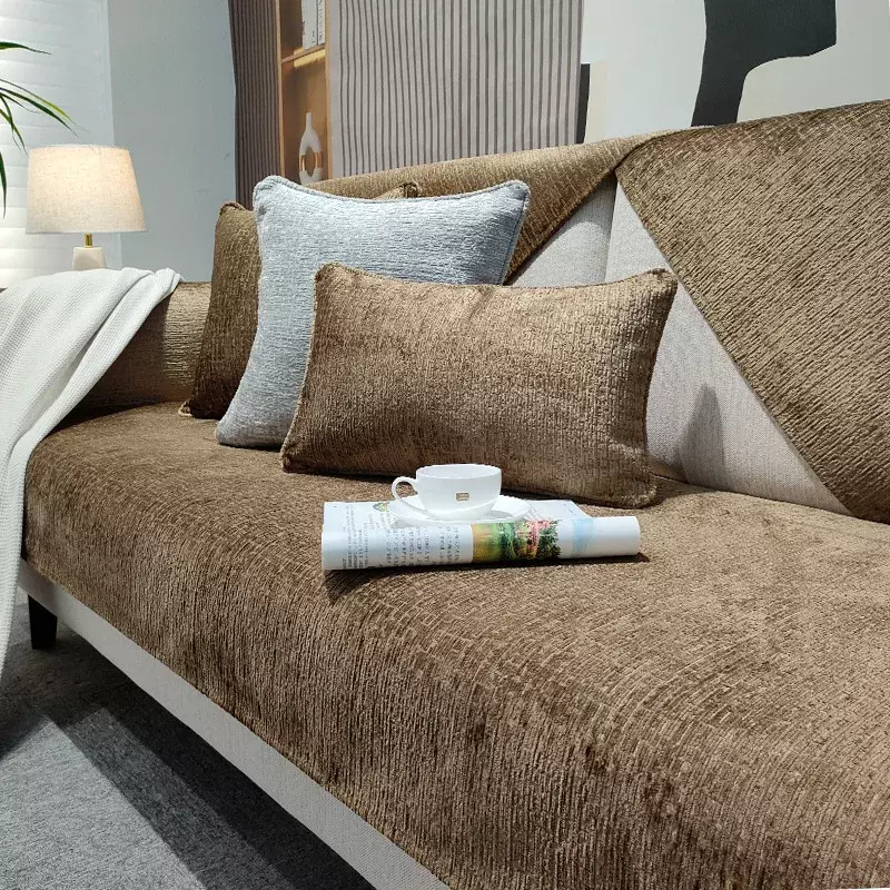 Capa de sofá monocromática moderna para sala de estar em casa, capa antiderrapante universal para todas as estações, almofada do sofá, fronha