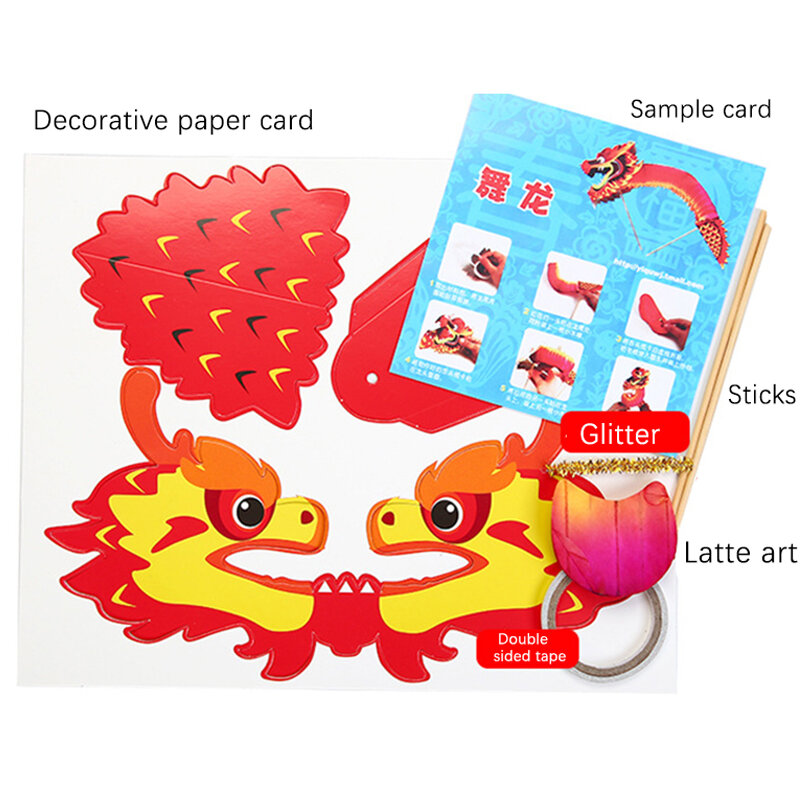 3d Papier Dragon Craft Materiaal Chinese Dragon Jaar Diy Handgemaakt Speelgoed Nieuwjaar Decoratie Opknoping Ornamenten Kids Cadeau Familiespellen