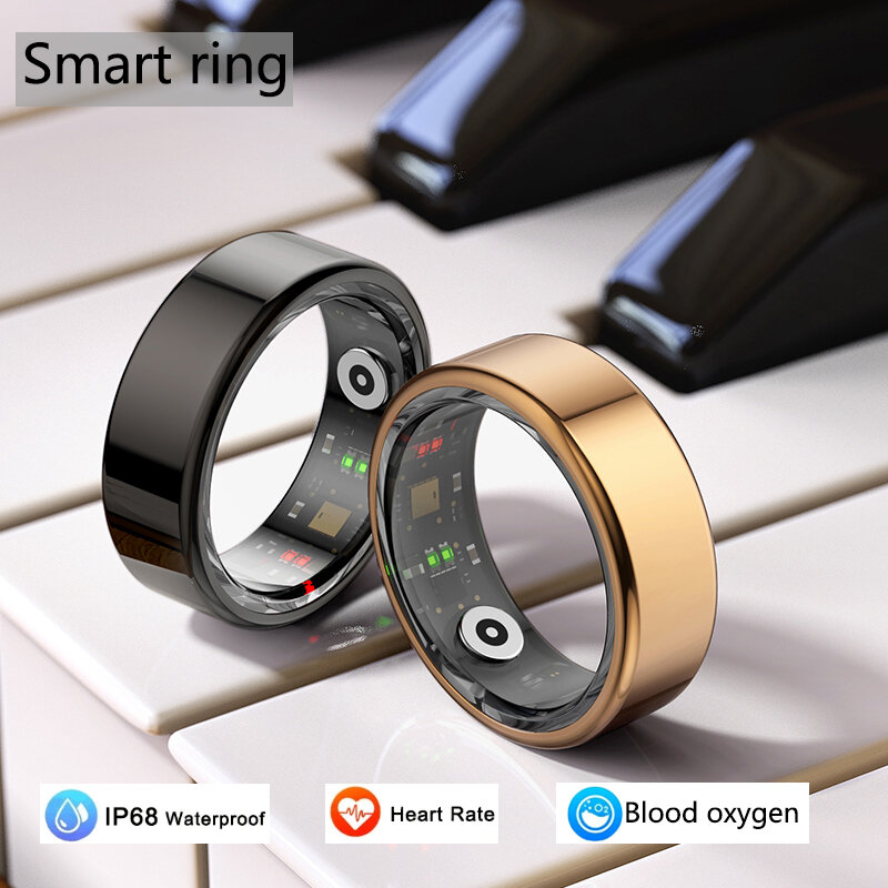 2024 New Smart Ring for Women and Men IP68 Waterproof  Heart Rate Blood Oxygen Sleep Monitor Step Count Fitness Ring lovers Gift