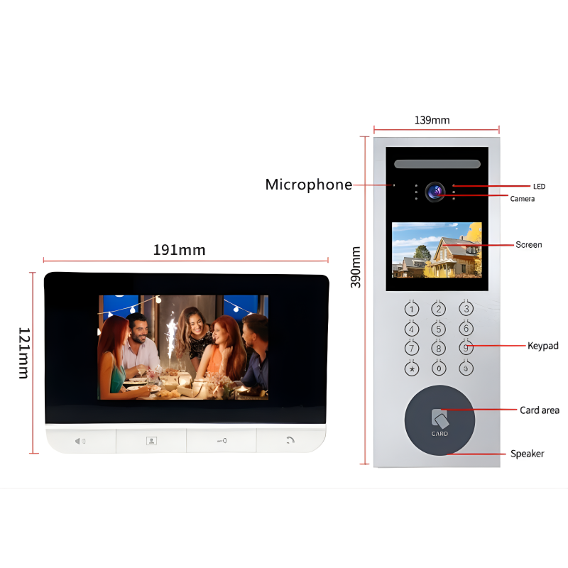 4.3 "LCD-Bildschirm Video Intercom Metall gehäuse wasserdicht Outdoor RFID Zugang Türklingel Intercom-Kamera für Wohnung Intercom-System