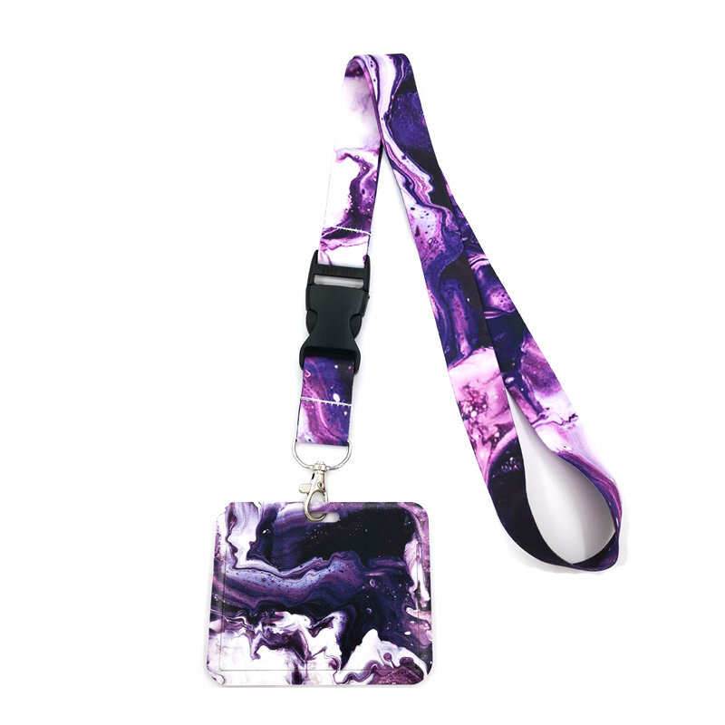 Ремешок для ключей, фиолетовый крутой шейный ремешок с волнистым мраморным рисунком, для ключей, для удостоверения личности, для подарка, аксессуары для мужчин