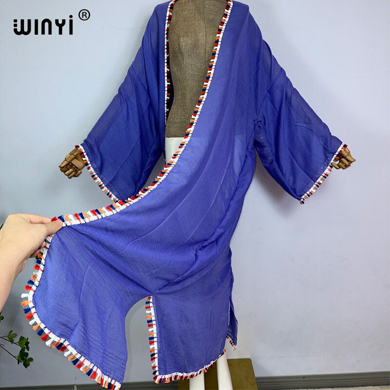 Winyi Bade bekleidung bequeme Frauen böhmischen monochromen Strand mantel lose Kleid Party Boho Maxi Urlaub Schwimmen Vertuschungen Kimono