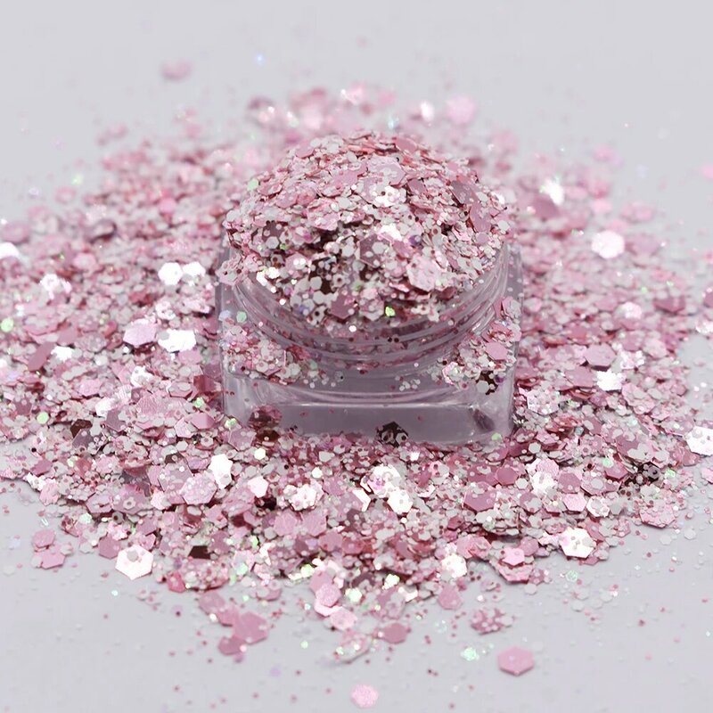 10g/Bag New Mixed Chunky Glitter Iridescent Flakes Slice Hexagon Sparkly Manicure Nail Art Decoration Accessories Supplies
