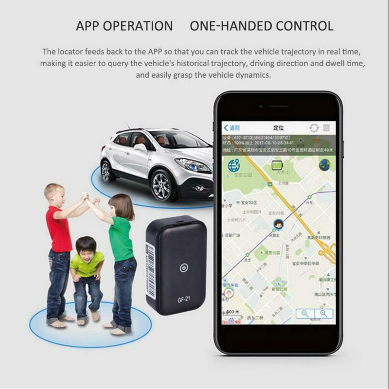 อุปกรณ์ติดตามกันขโมยขนาดเล็ก GF21 GPS ติดตามรถแอปพลิเคชั่นป้องกันการสูญหายควบคุมด้วยเสียงด้วยรถตัวระบุตำแหน่งเด็ก WIFI + LBS + GPS