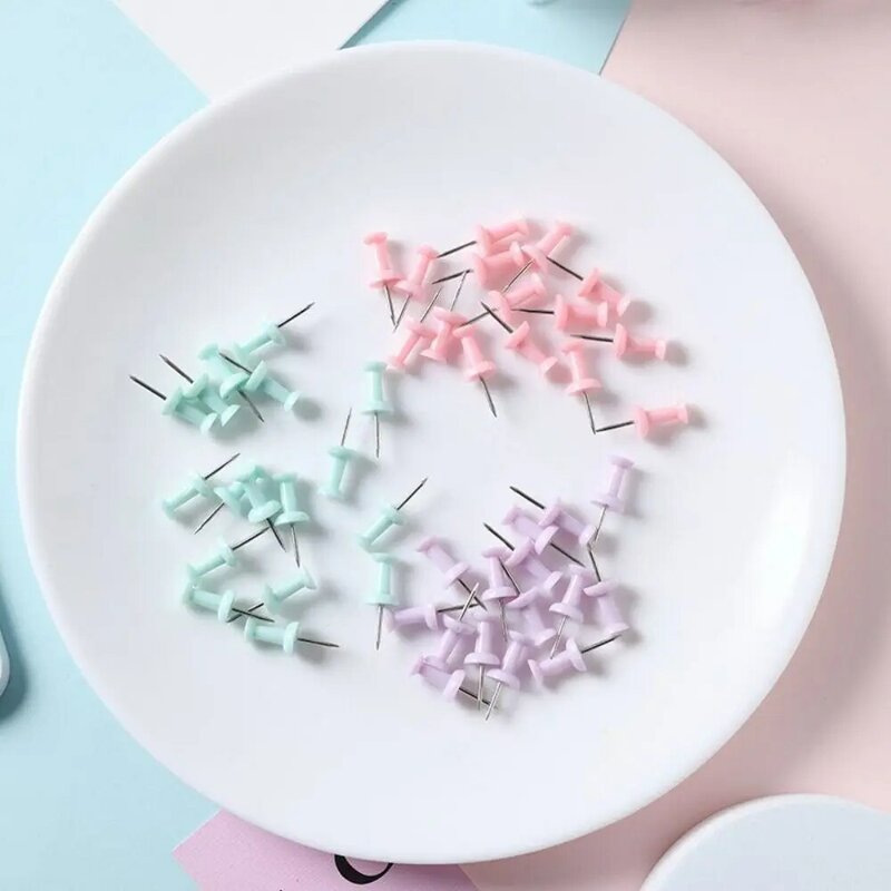 Chinchetas de fijación de Color Macaron, tablero de plástico fresco pequeño portátil, clavija de empuje, tachuelas de pulgar, papelería