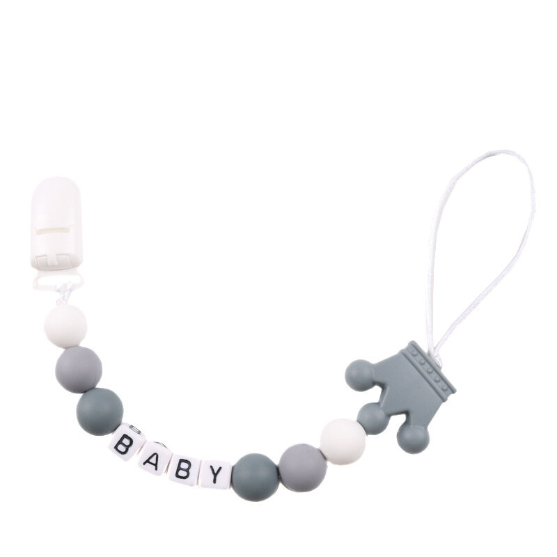 Niestandardowe spersonalizowana nazwa smoczek z klipsem ręcznie manekin łańcuch silikonowy korona gryzak zabawka dla niemowlęcia na ząbkowanie noworodka Chew prezent