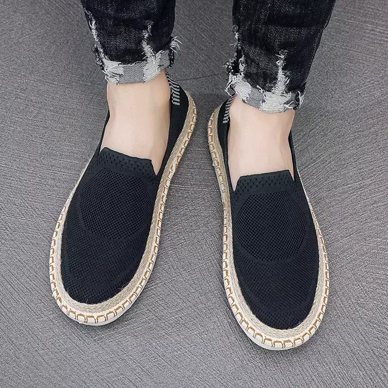 Fashion Board Shoes Large Size Loafer Flat Bottomed Comfortable Casual Shoes Breathable Canvas Social Flat Shoes Men
