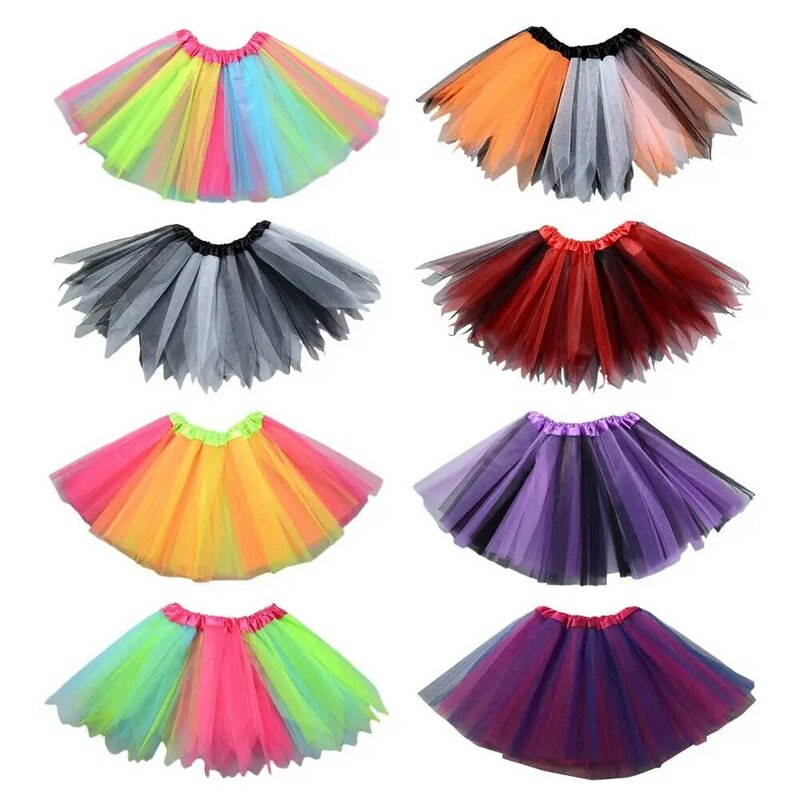 Falda de tutú de arcoíris para niña, faldas de Ballet de colores, falda de tul para baile