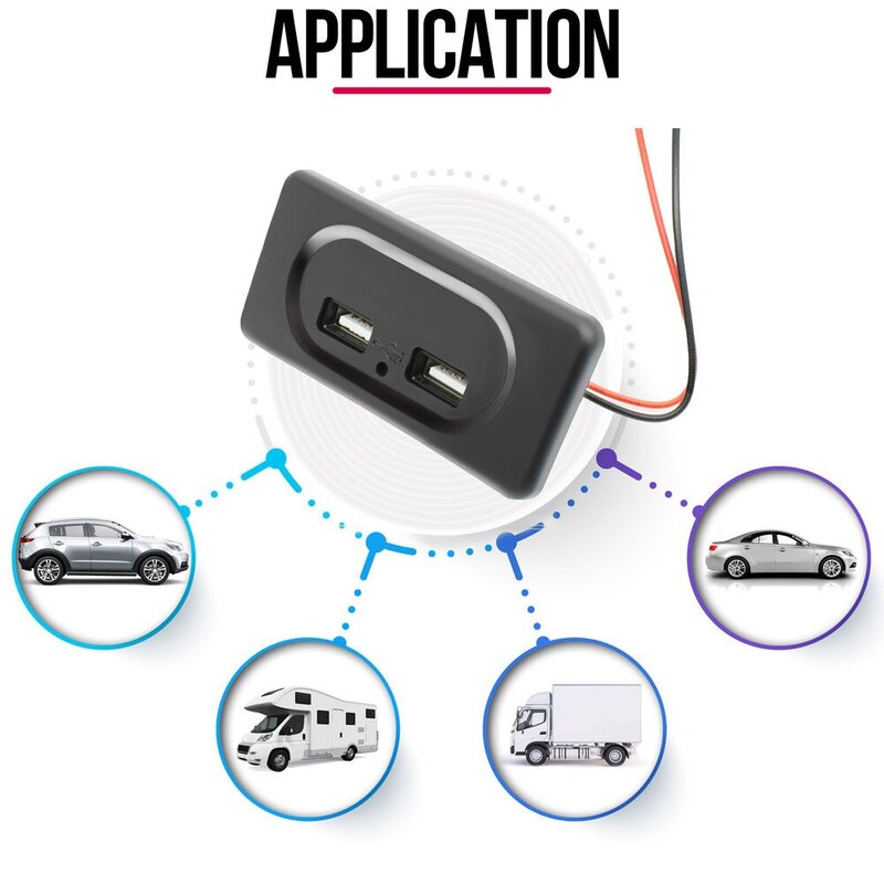 Cargador rápido con puerto USB Dual, Panel de toma de corriente, motocicleta, coche, RV, 3.1A, 12 V
