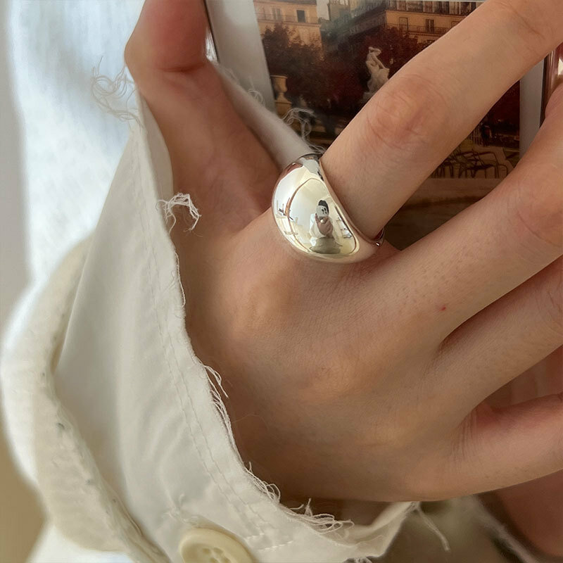 925 Sterling Silver superficie liscia femminile anello regolabile fedi nuziali per le donne gioielli di lusso accessori all'ingrosso soldi 925