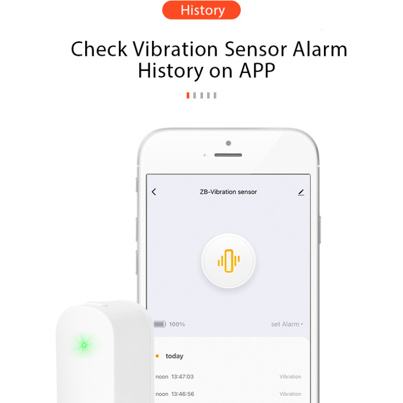 Tuya Zigbee-Smart Home Security Alarm System, Detector de Vibração, Notificação de Alerta, Push to App, Vibrador, Suporte Alexa, Google Hub