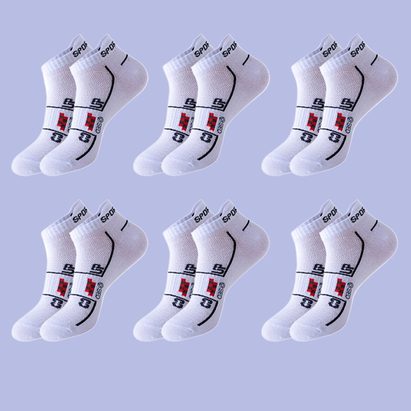 Chaussettes basses en maille pour hommes, absorbant la transpiration, respirantes, fines, course à pied, sport, été, 6 paires