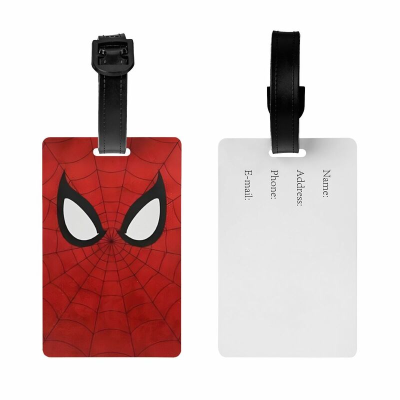 Etiqueta de equipaje de superhéroe Spiderman Spiderverse, accesorios de viaje para maleta, etiqueta para bolsa de equipaje, etiquetas para Nombre, dirección de identificación