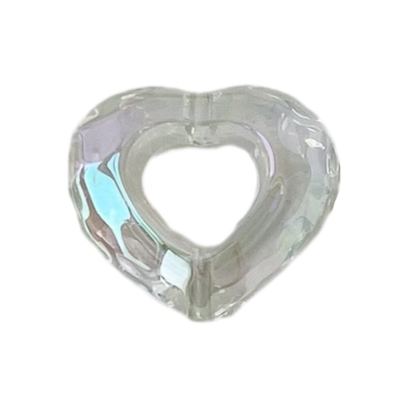อะคริลิคที่มีสีสันใสลูกปัดรูปหัวใจทำเครื่องประดับสายคล้องแว่นตาลูกปัดลูกปัดทำด้วยมือแบบ DIY พวงกุญแจโทรศัพท์ Dropship