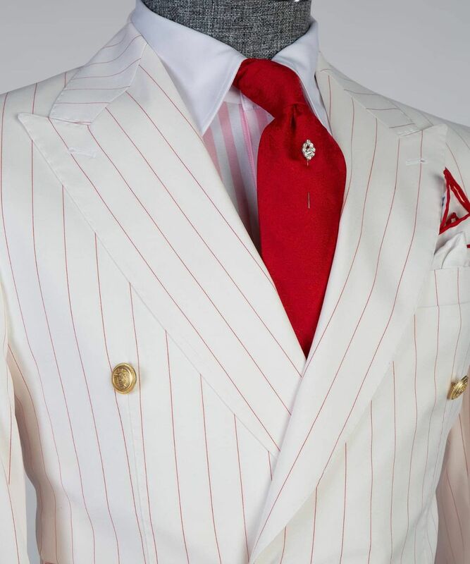 Пинполосатый мужской костюм, пальто, платок, лацканы, смокинги для свадьбы, облегающая двубортная одежда для жениха, деловой и офисный блейзер