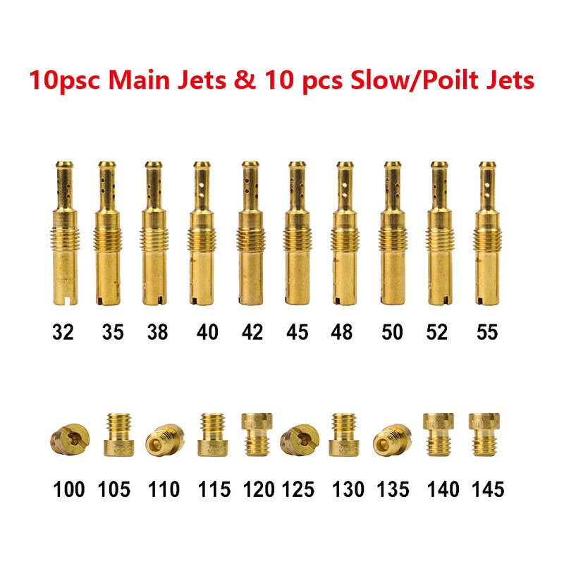 10 Stück Vergaser Haupt jet Kit & 10 Stück Slow/Pilot Jet für pwk keihin oko cvk pwm nsr ksr pwm Motorrad