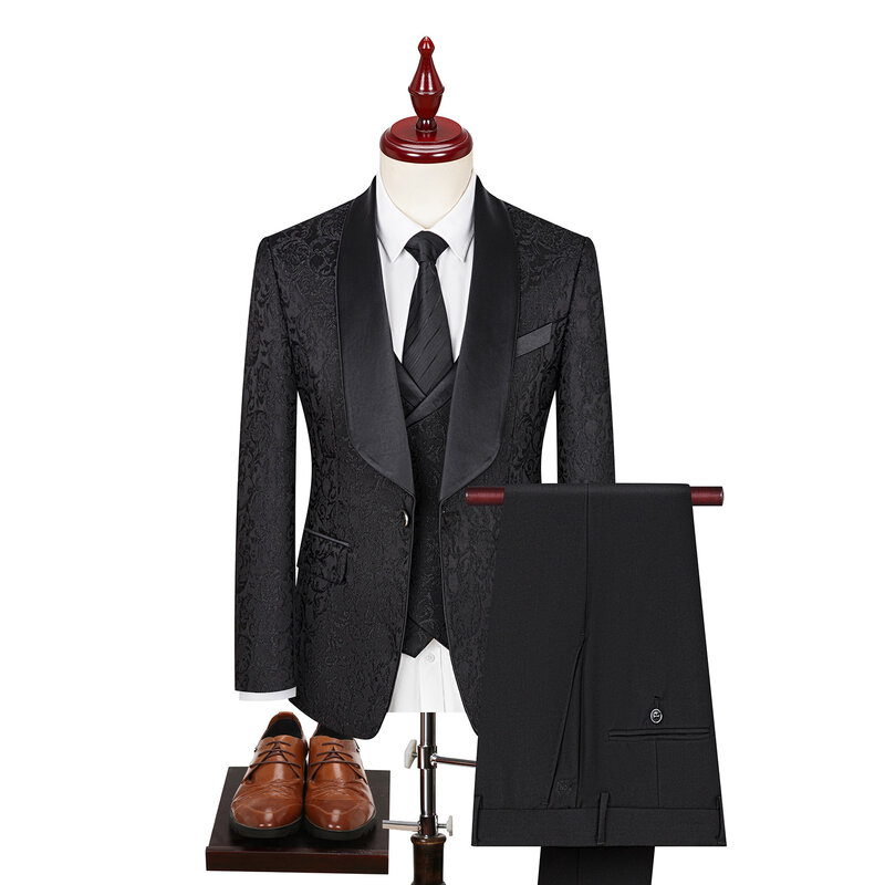 Men's suit gray flat collar boutique groom suit wedding suit dress best man suit