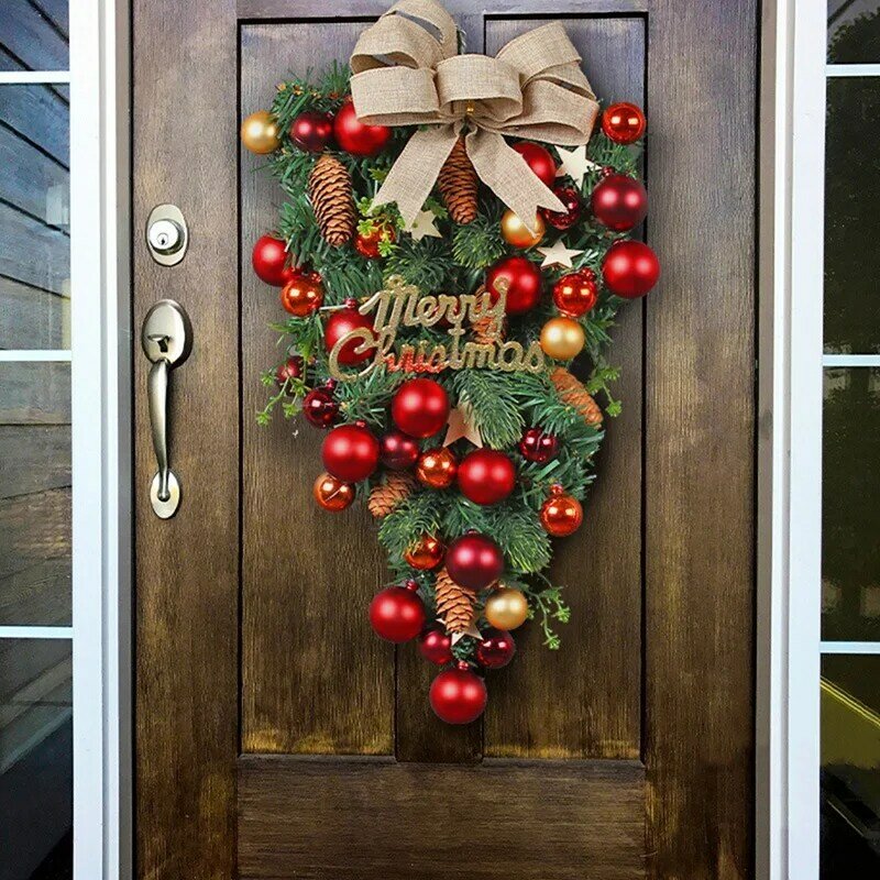 1 шт. подвесное украшение, Рождественский искусственный венок, украшение, как показано, пластик + металл для входной двери, стены, камина