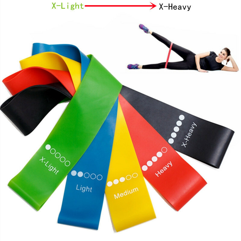 Bandas de goma de resistencia para Yoga, cintas elásticas para culturismo, Pilates, ejercicio, entrenamiento, cinturón expansor, equipo de Fitness, 5 uds./Set