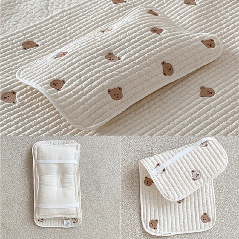 Bebê travesseiro toalha bonito bordado respirável suor absorvente algodão para crianças meninas meninos capa dustproof toalhas criança