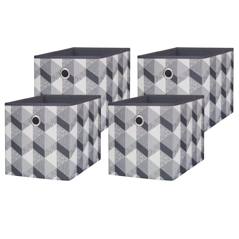 Caixa de armazenamento para armazenamento, cubo de tecido dobrável, cinza 3d geo, 10.5x10.5 polegadas, 4 pack