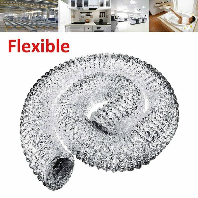 Tuyau de Ventilation Flexible en Aluminium, 4 Pouces, 2m, pour Climatisation, Cuisine, Serre Domestique