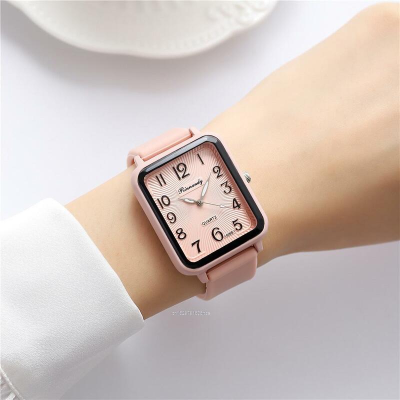 Modedame heiße Verkaufs marken Uhren Freizeit Rechteck digitale einfache Frauen Quarzuhr Sport Silikon armband Damen uhr