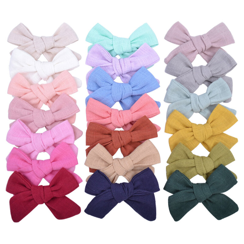 2Pcs/set Solid Cotton Hair Bows Hair Clips For Baby Girls Boutique Hairpins Barrettes Headwear Kids Hair Acesssories
