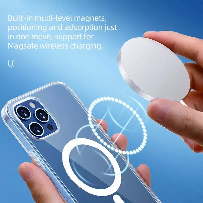 Capa magnética ultra transparente para iPhone, capa Macsafe, transparente, iPhone 14, 13, 12, 11, 15 Pro Max, Mini, XS, XR, 7, 8 Plus, SE