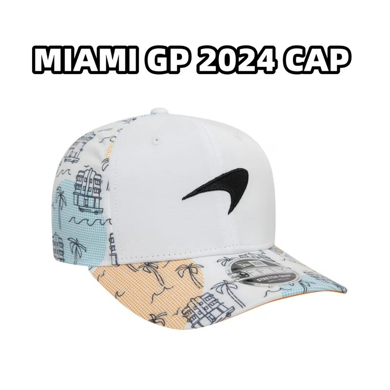 McLaren 2024, wydanie specjalne Miami GP Czapka z daszkiem LANDO NORRIS Miami GP Czapka OSCAR PIASTRI Czapki Fan Hat