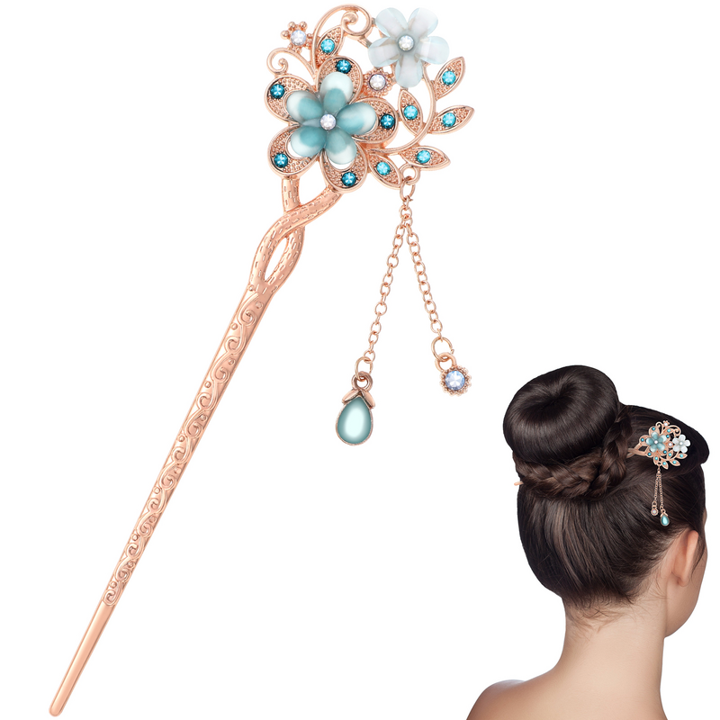 Tiara Classic Style Flower Rhinestones Hair Chopstick Hair Accessory