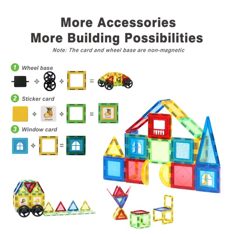 Magplayer-Magnetic Construction Building Blocks Set para crianças, brinquedos educativos, ímãs, jogos, DIY, presentes para crianças