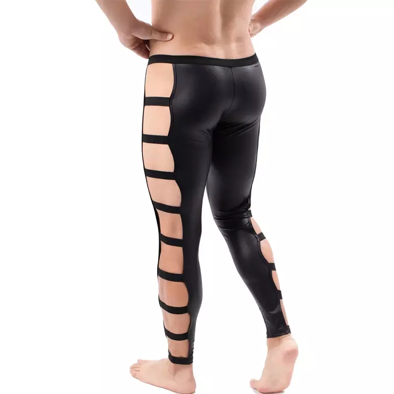 Men New Fashion PU Leather Pants Leggings Men's Sexy Night Clubwear Trousers Skinny Long Trouser Pant Stage Performance Costumes