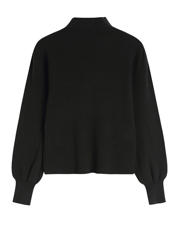 Sweter Rajutan Hitam Longgar Pas Turtleneck Pullover Wanita Lengan Panjang Mode Baru Pasang Musim Semi Musim Gugur 2023 M834
